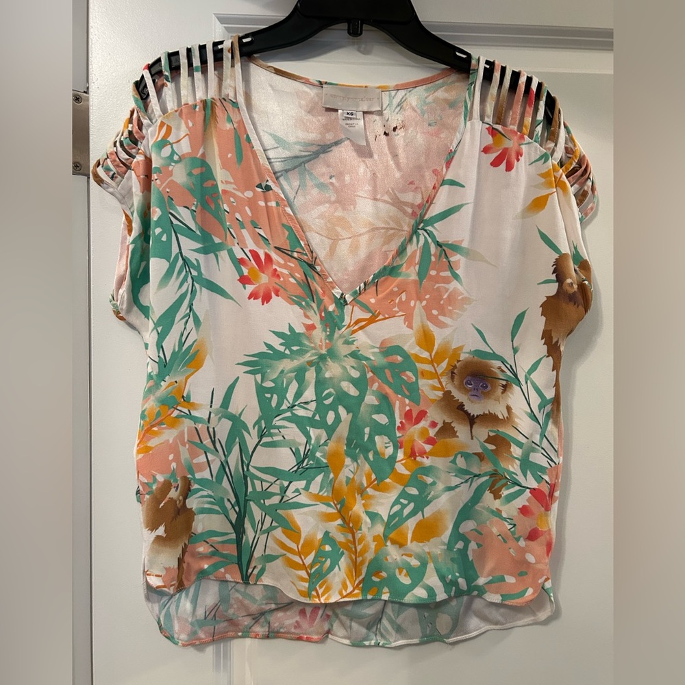 Corey Lynn Calter Jungle Print V-Neck Blouse